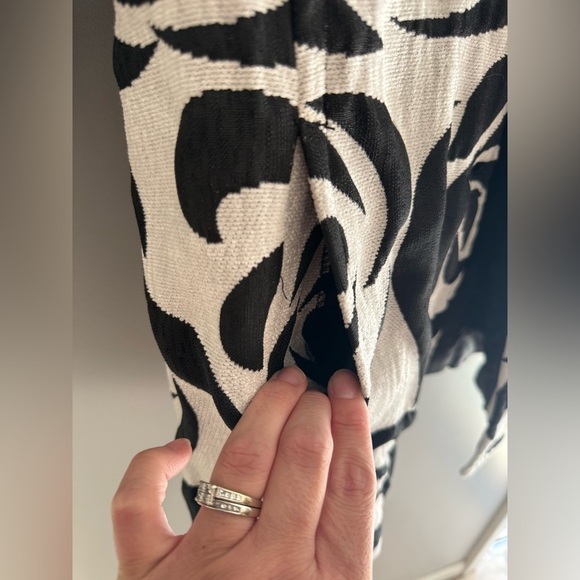 Erin London Button Up Blazer Jacket Coat Womens SZ M Black White Floral Zebra - Picture 5 of 11